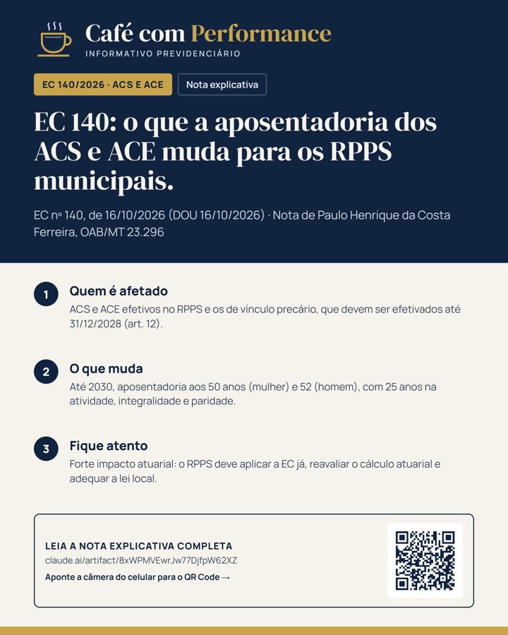 Post: EC 140, o que a aposentadoria dos ACS e ACE muda para os RPPS municipais