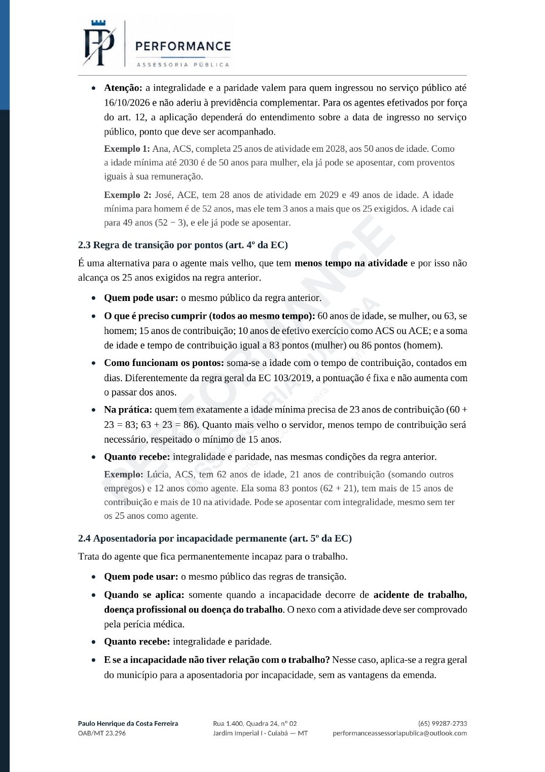 Página 3 de 7: regra de transição por pontos e incapacidade permanente